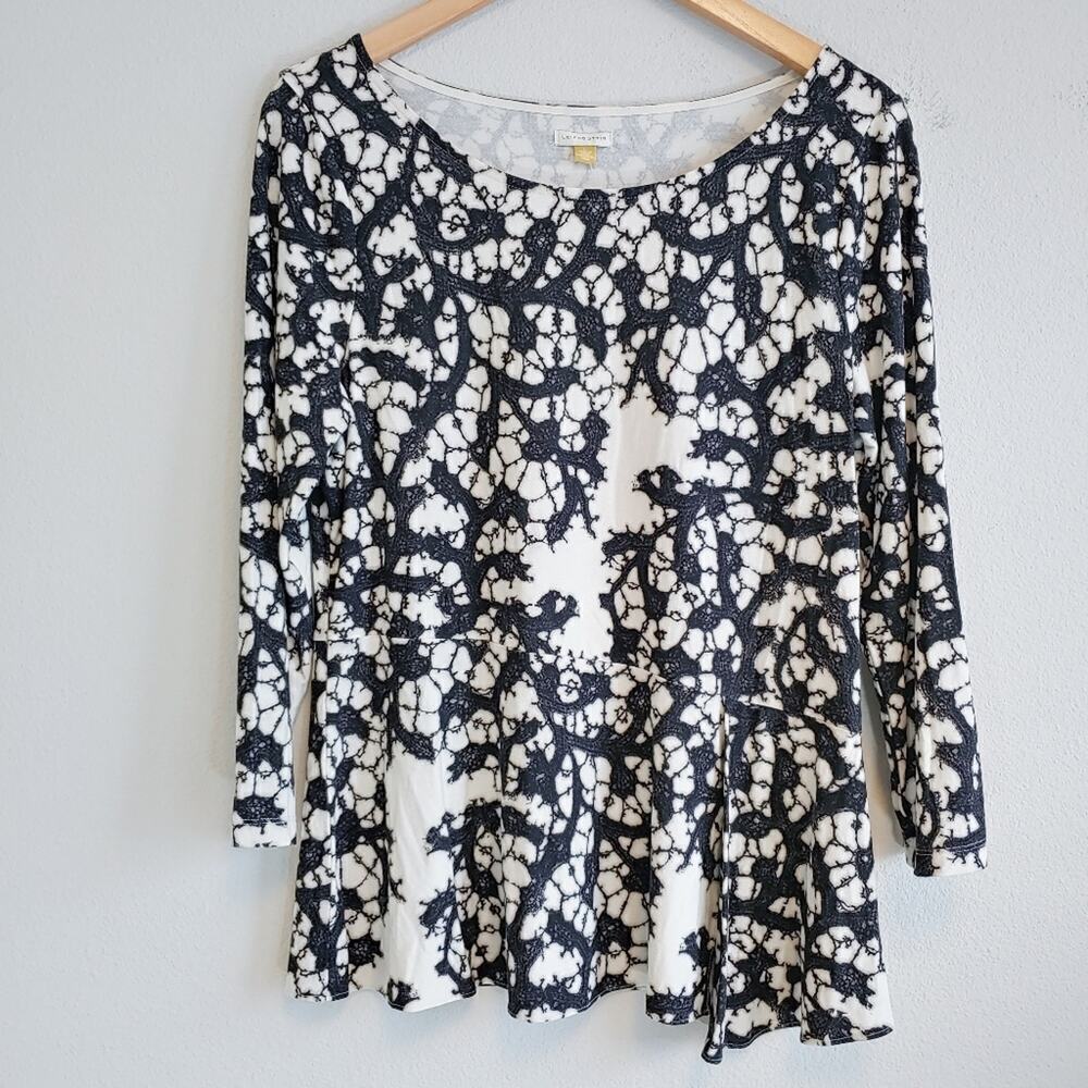 Anthropologie Leifsdottir Webbed Tales Peplum Black Motif Sweater Sz L